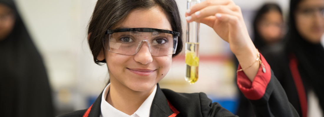 Student with test tube