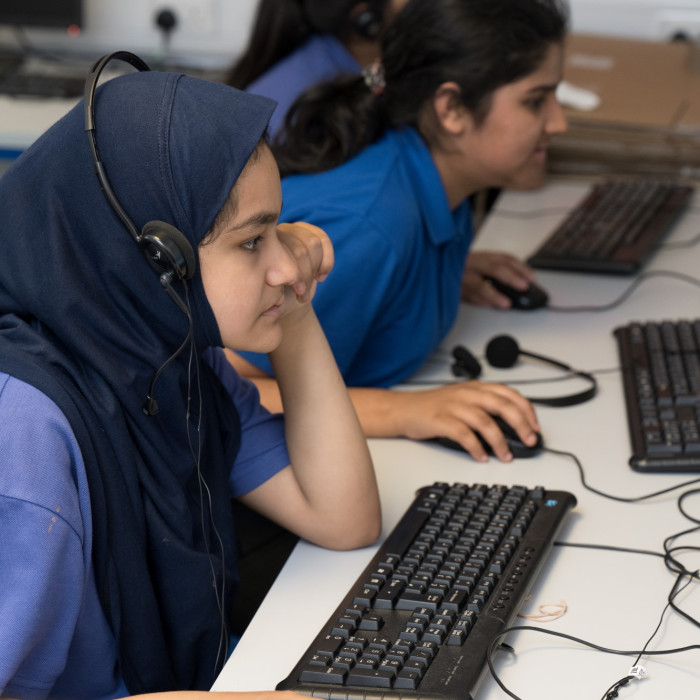 Student at computer