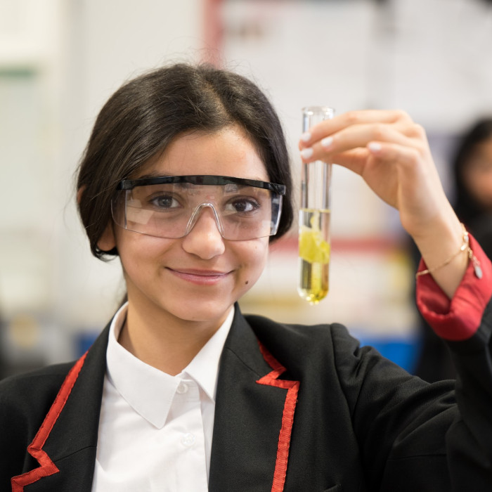 Student with test tube