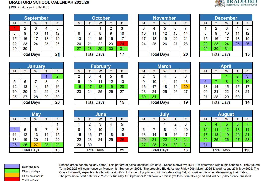 School Calendar 2025-2026